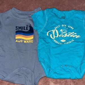 Turquoise 'Destin' & Gray 'Smile and Wave' Baby Onesies - Set of 2